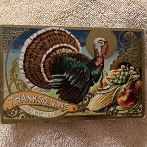 Vintage 1908 Thanksgiving Greeting Postcard Embossed Turkey Early 1900’s